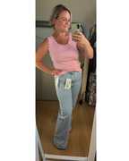 Hello Miss Wide Leg roze steentjes