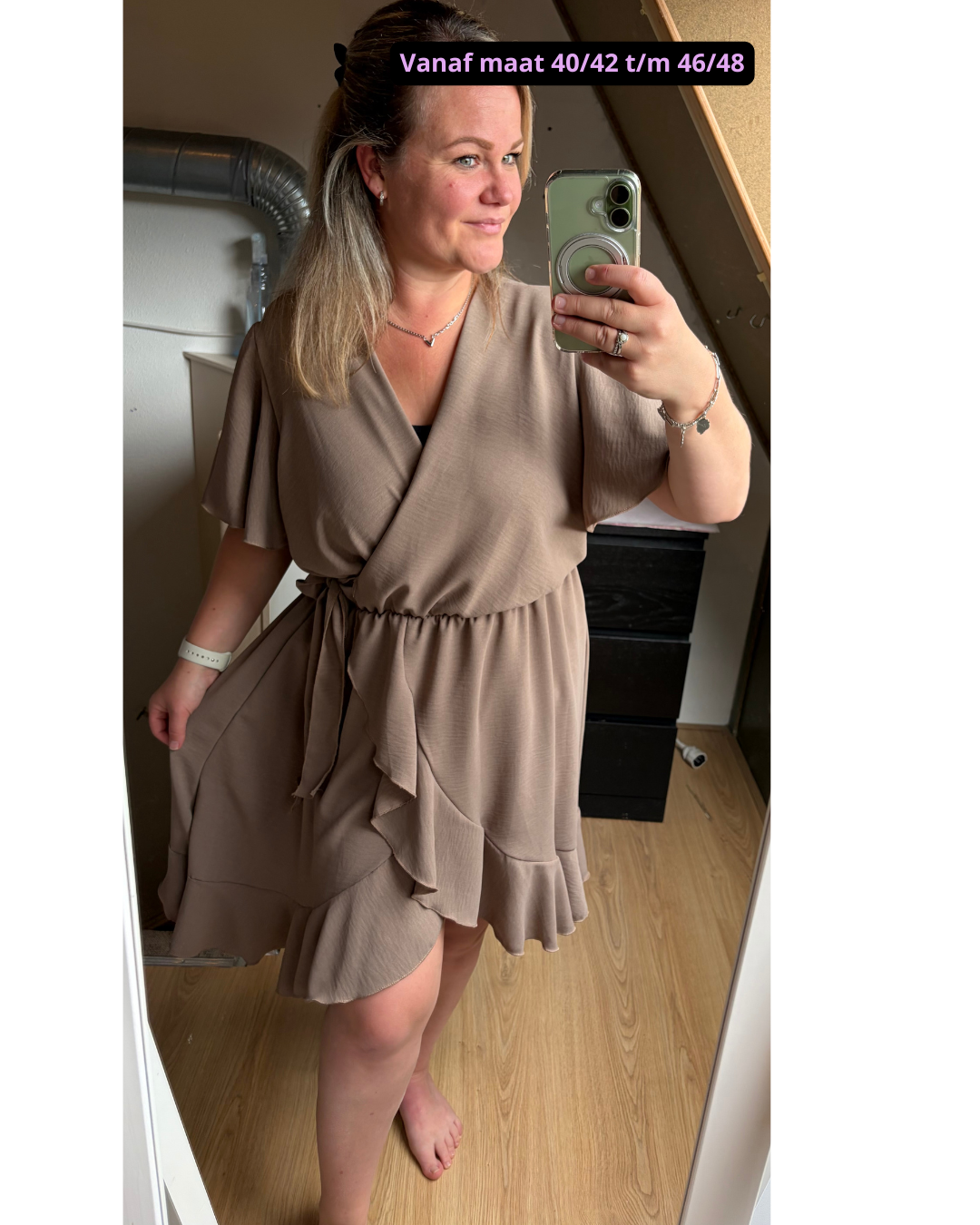 Jurk Zoë kort Taupe