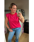 Streep shirt Liv Rood/Roze