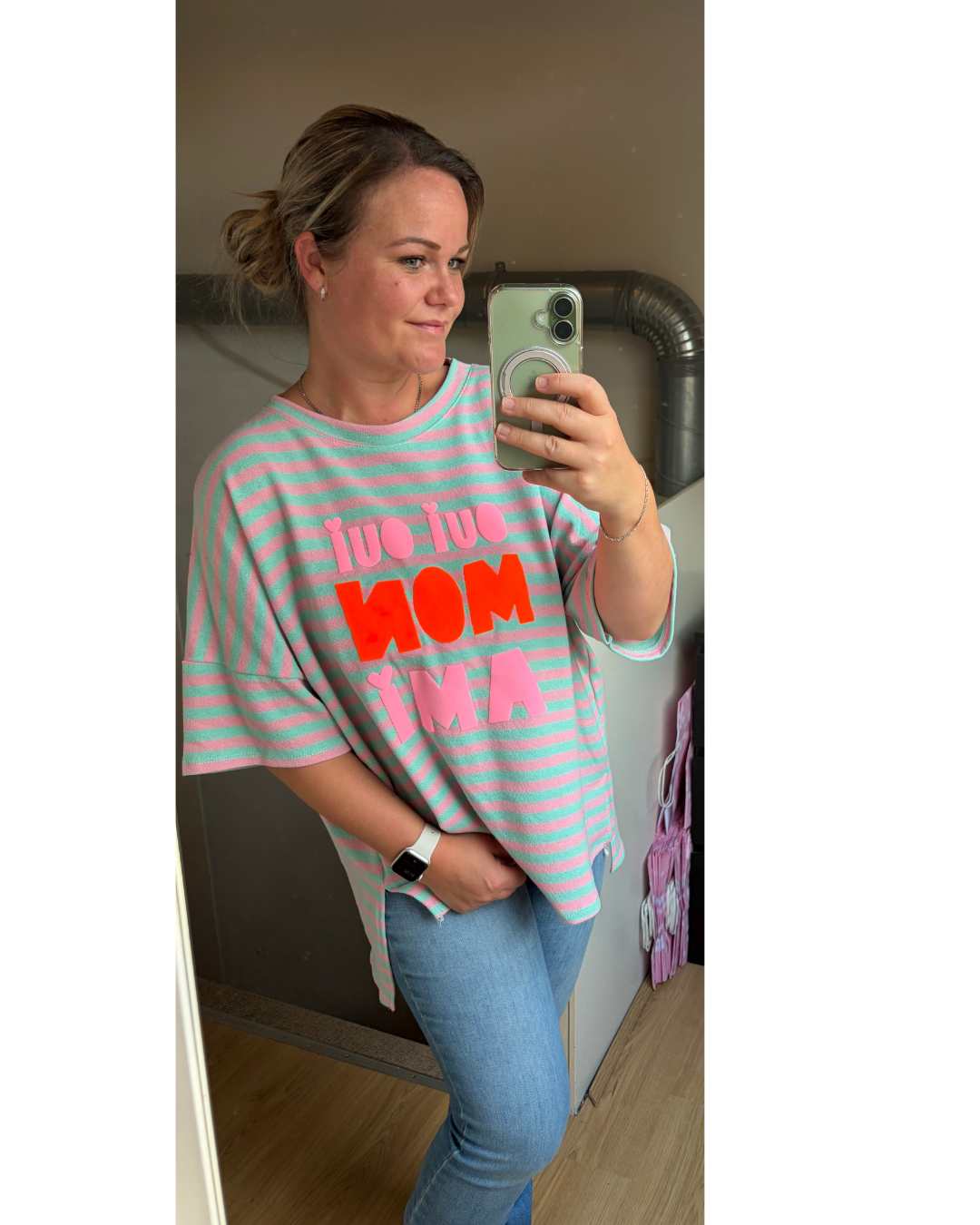 Shirt Oui Oui roze/blauw