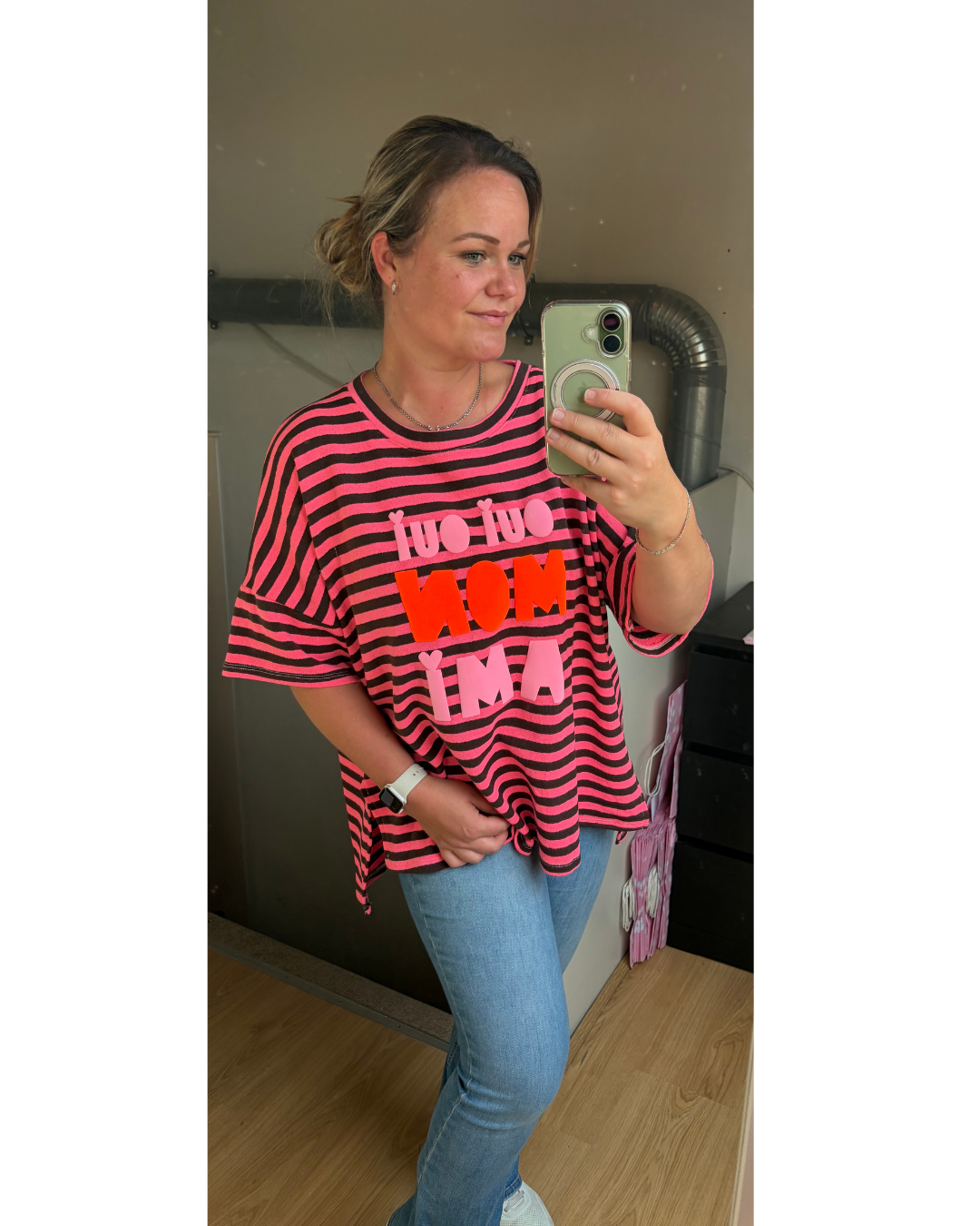 Shirt Oui Oui roze/zwart