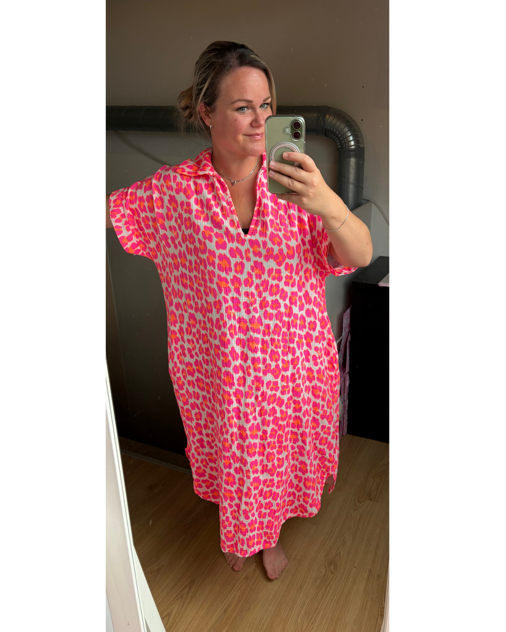 Jurk Leo roze/oranje
