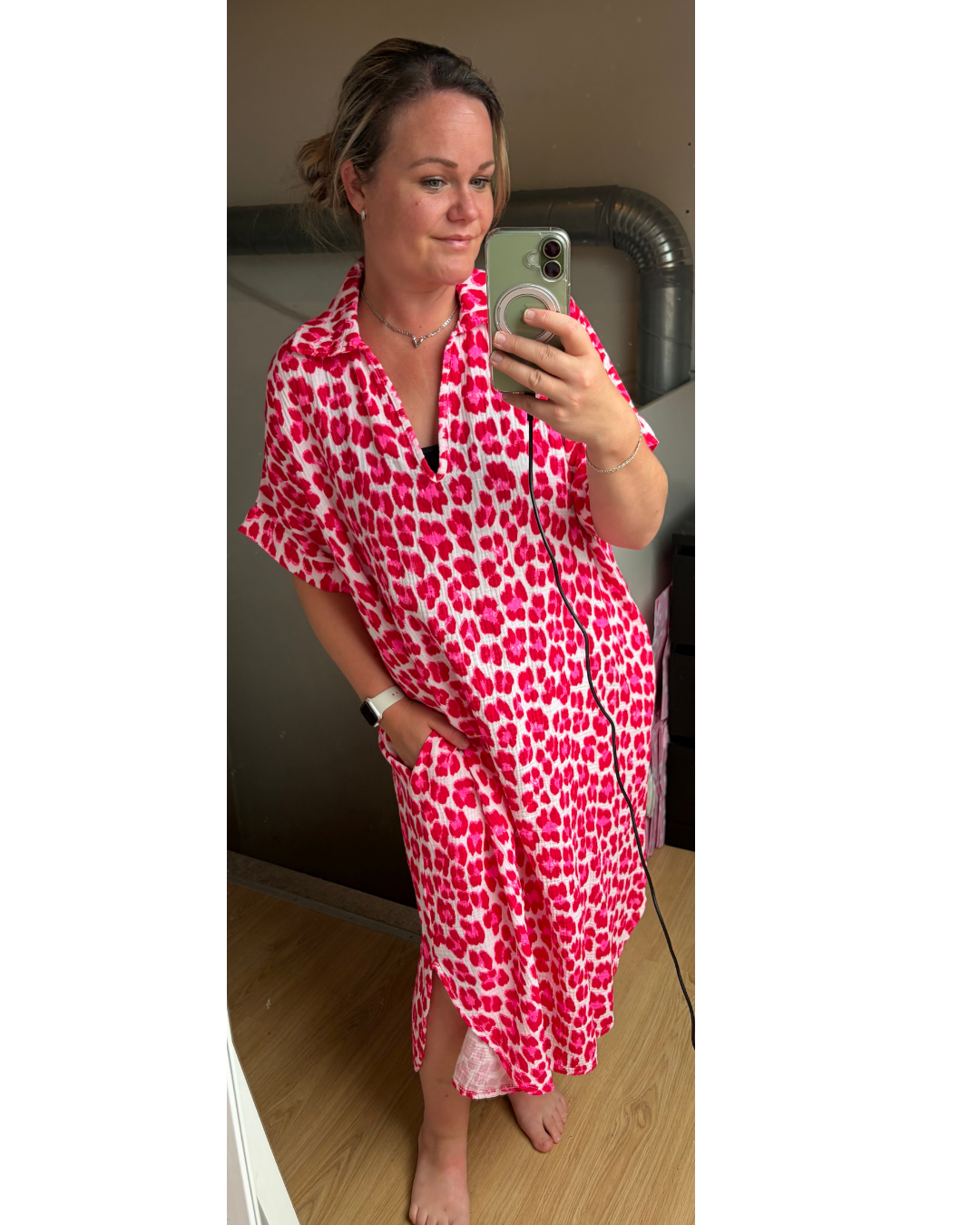 Jurk Leo neon rood/roze