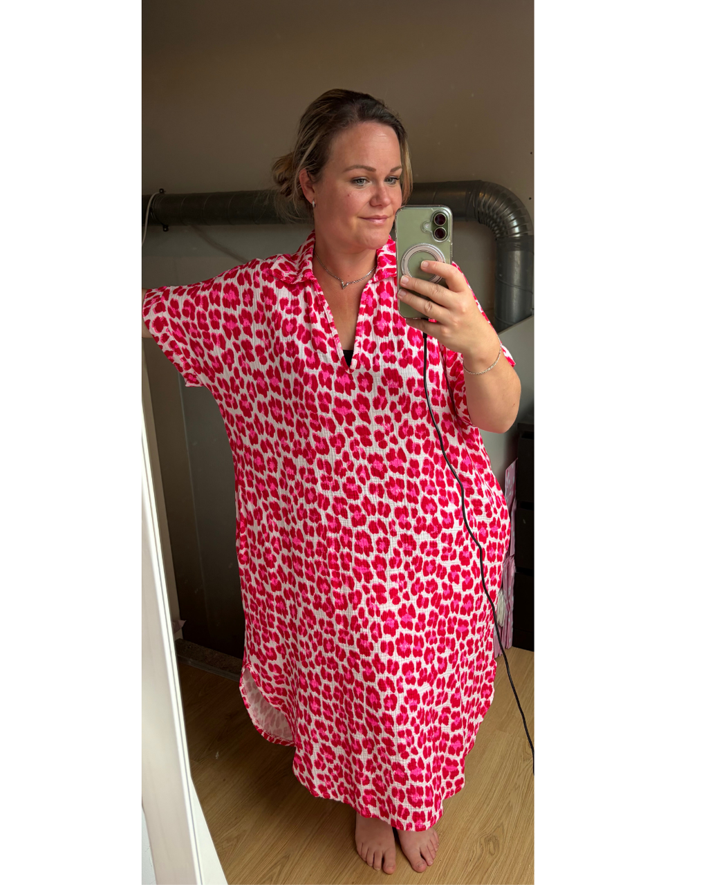 Jurk Leo neon rood/roze
