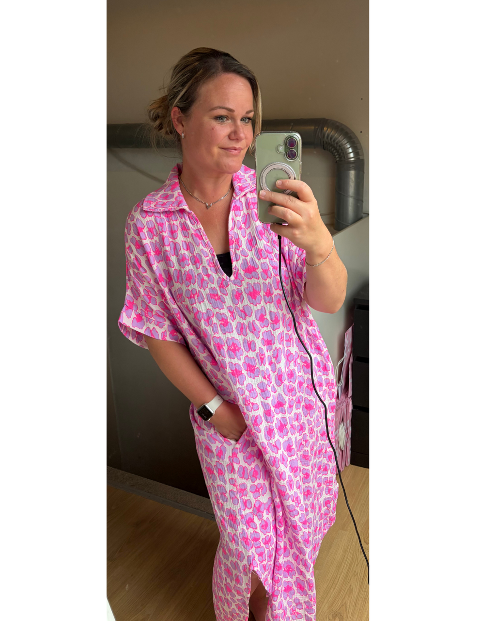 Jurk leo neon roze/fuschia