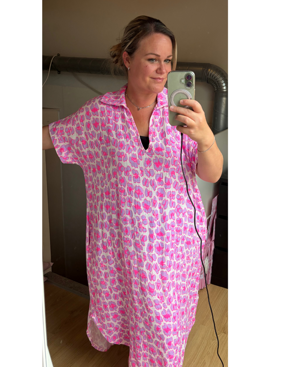 Jurk leo neon roze/fuschia