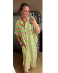 Jurk neon limegroen/roze
