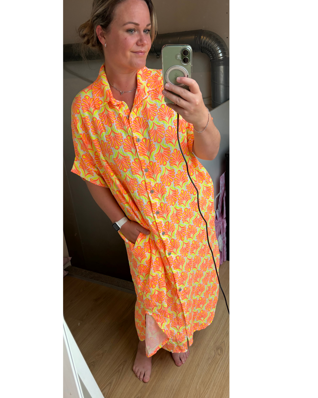 Jurk neon oranje/geel
