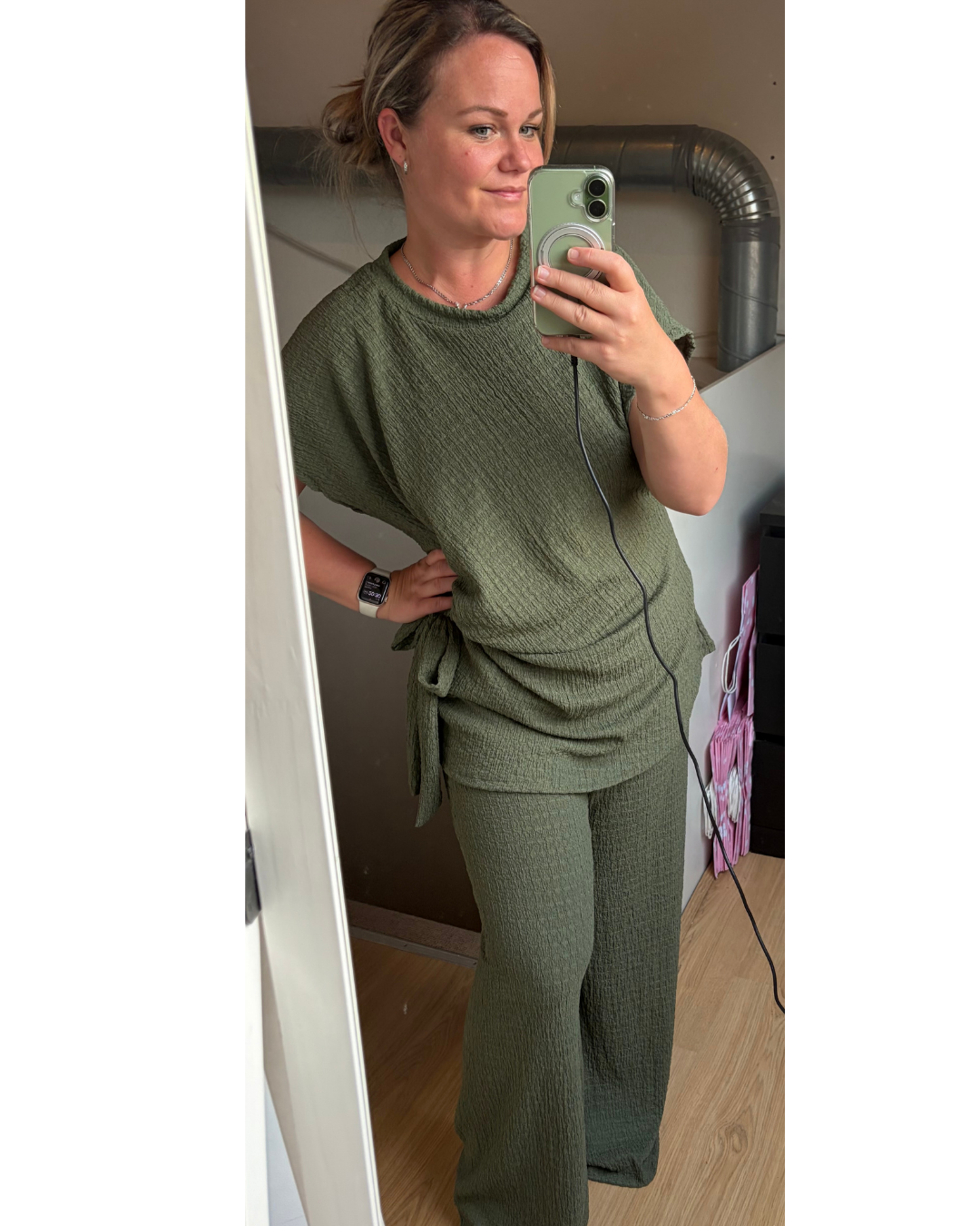 Comfypak met knoop kaki