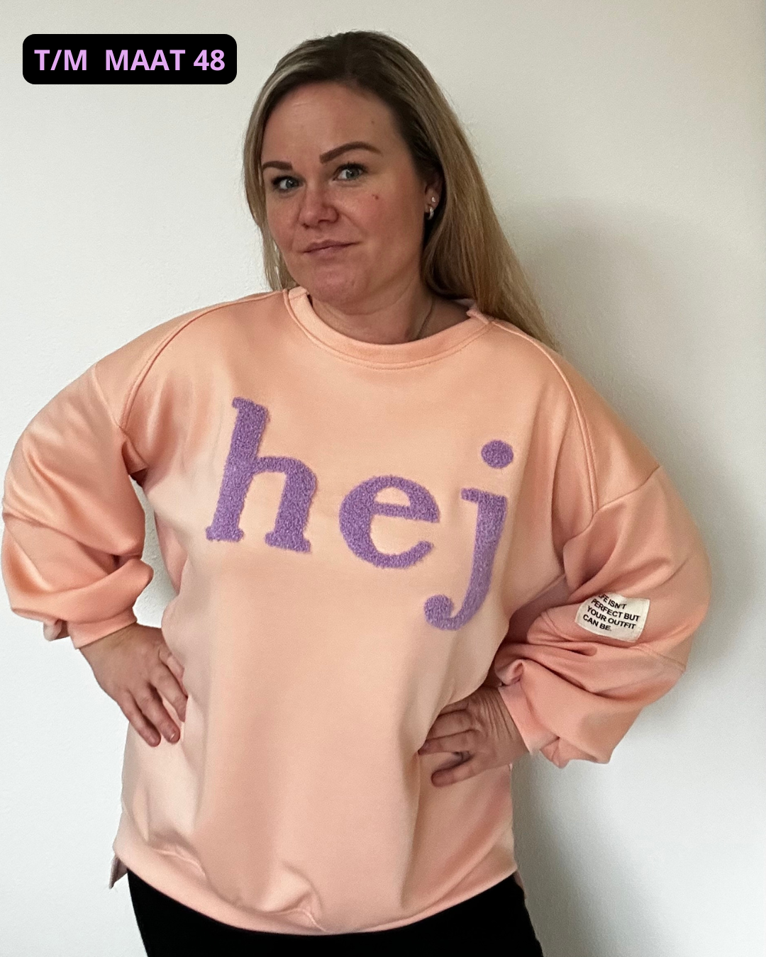 "HEJ" Sweater Peach