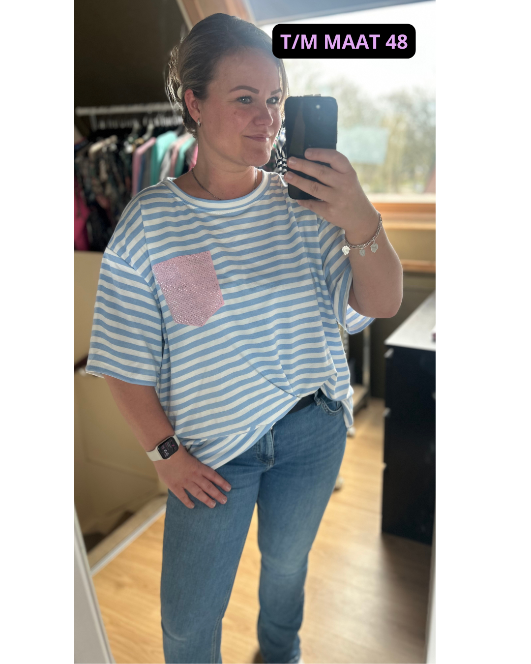 Stripe shirt lichtblauw/wit