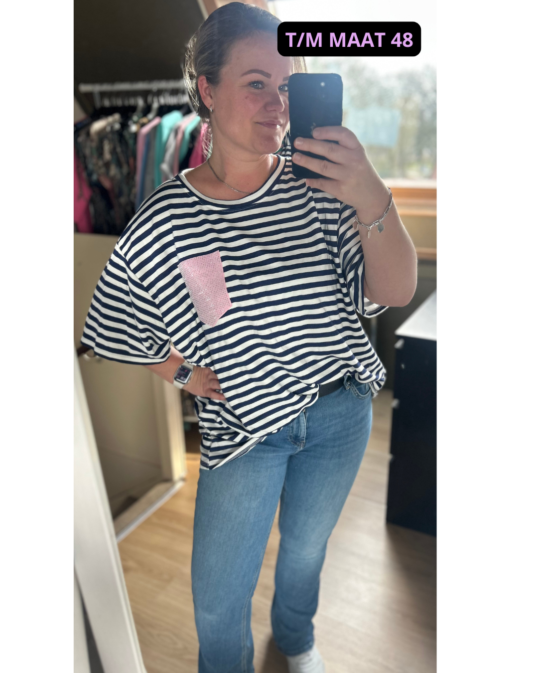 Stripe Shirt marineblauw/wit