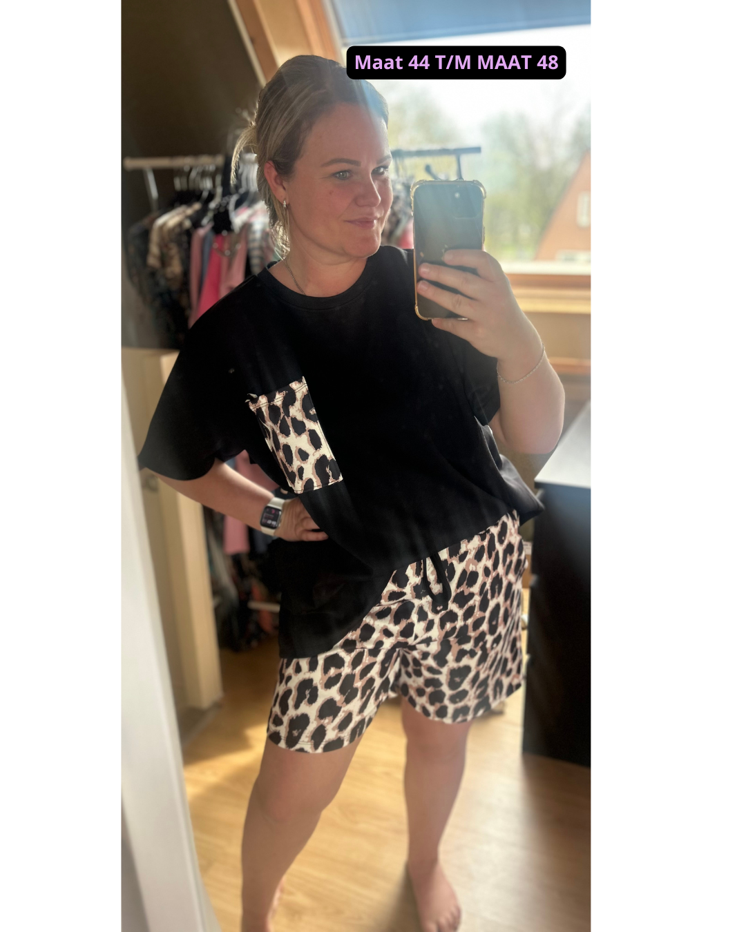 Leopard Lounge Set zwart