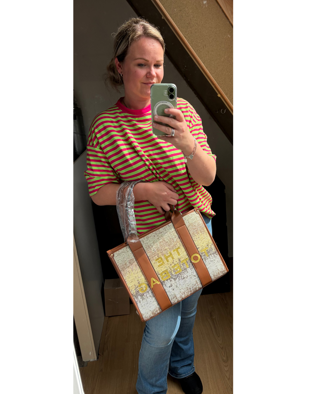 Tote bag bruin maat XL