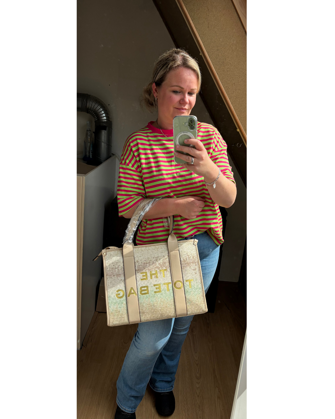 Tote Bag Beige Maat XL