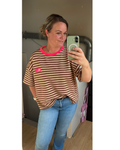 Shirt Neon Bruin/Beige