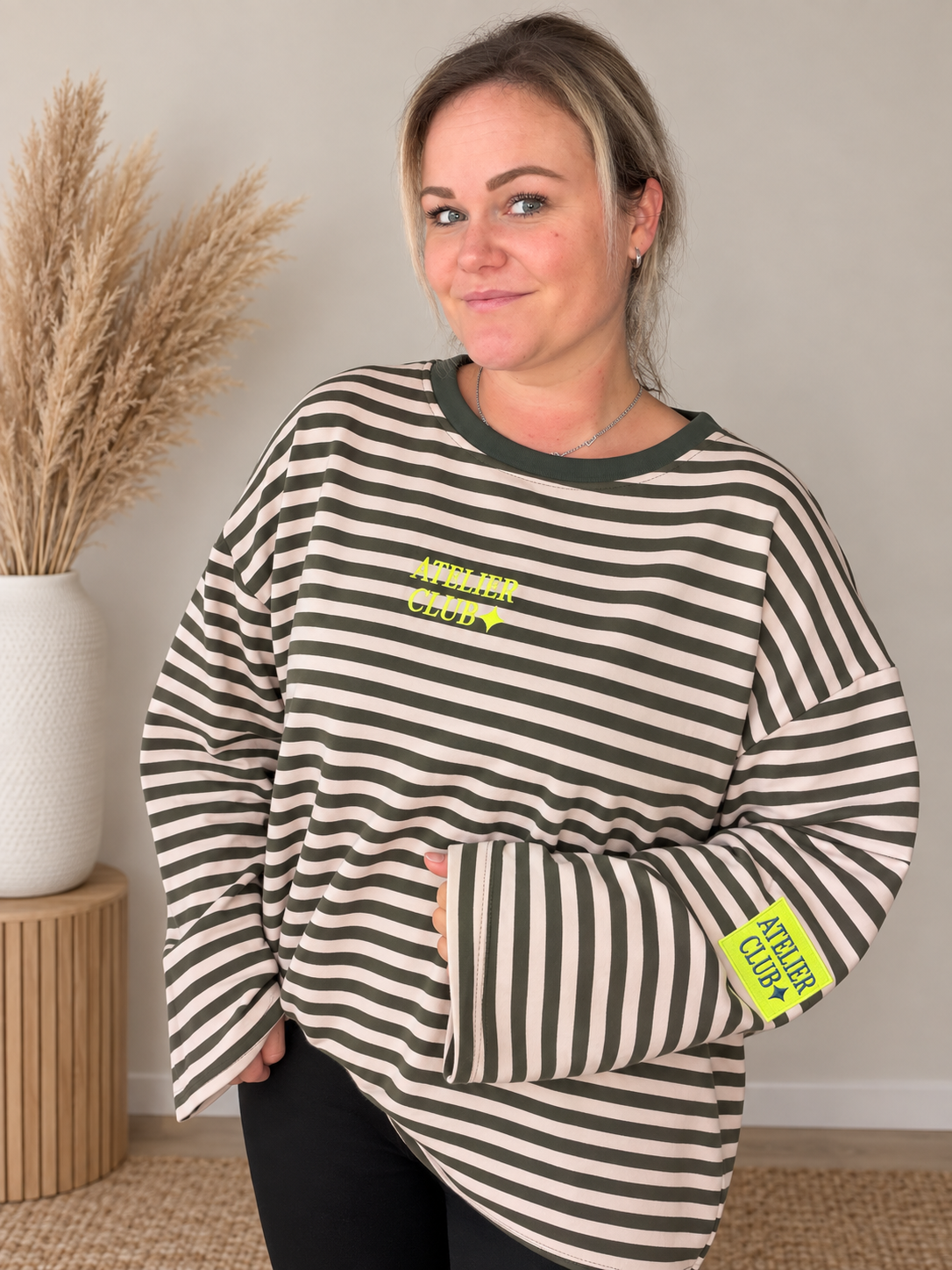Longsleeve Atelier Club roze/groen