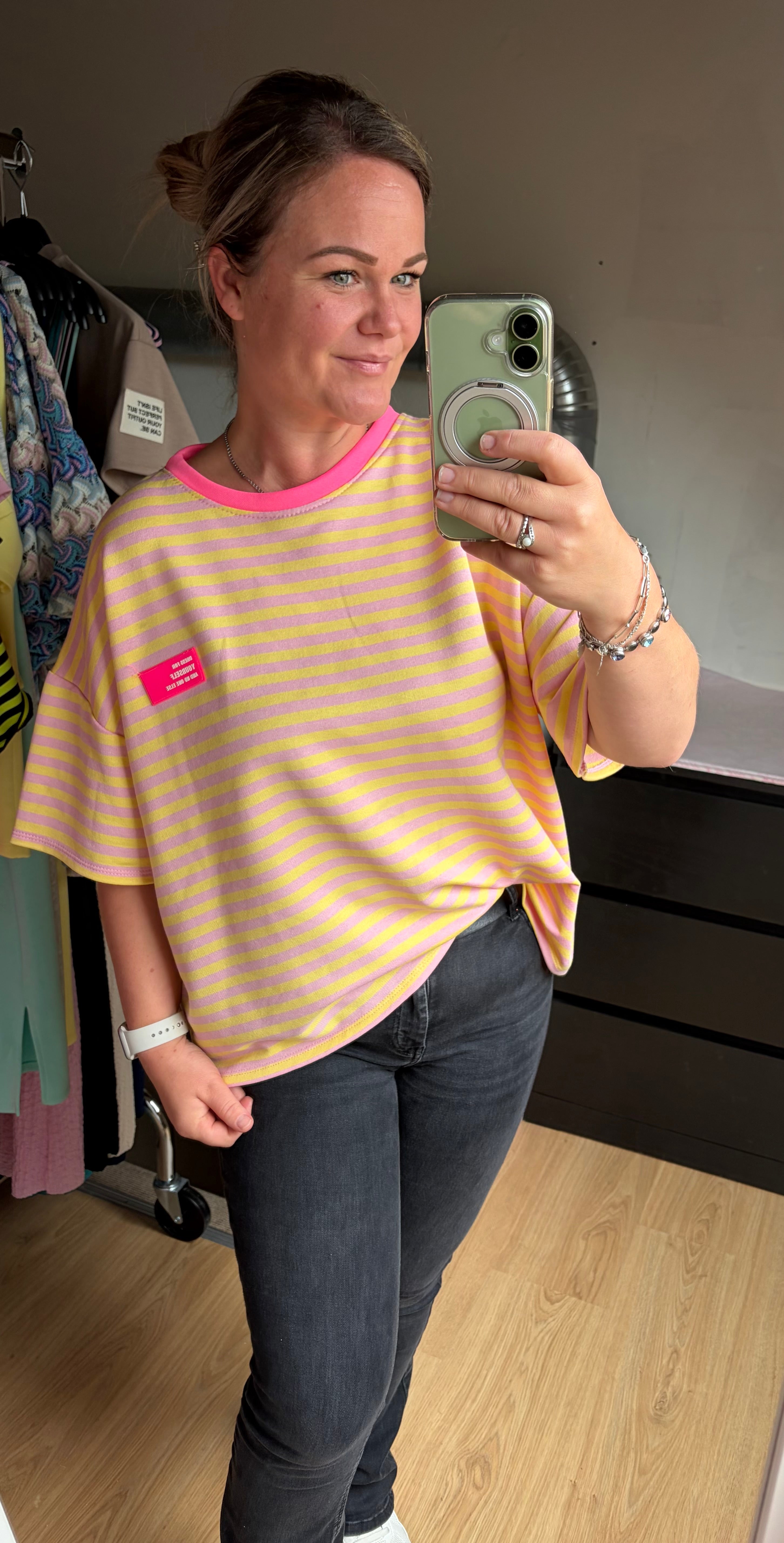 Shirt Neon licht roze/geel