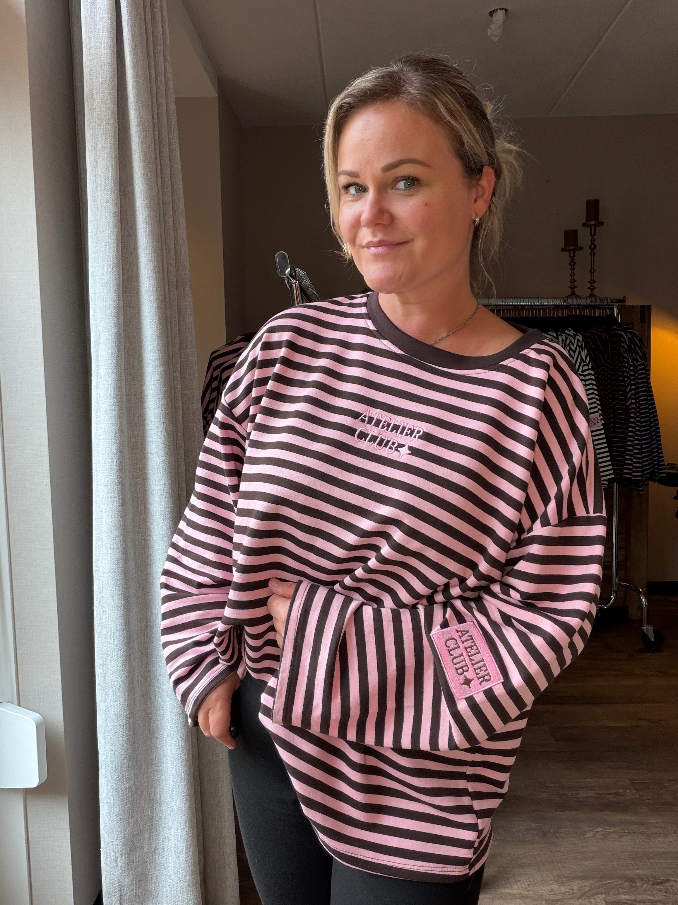 Longsleeve Atelier Club roze/bruin