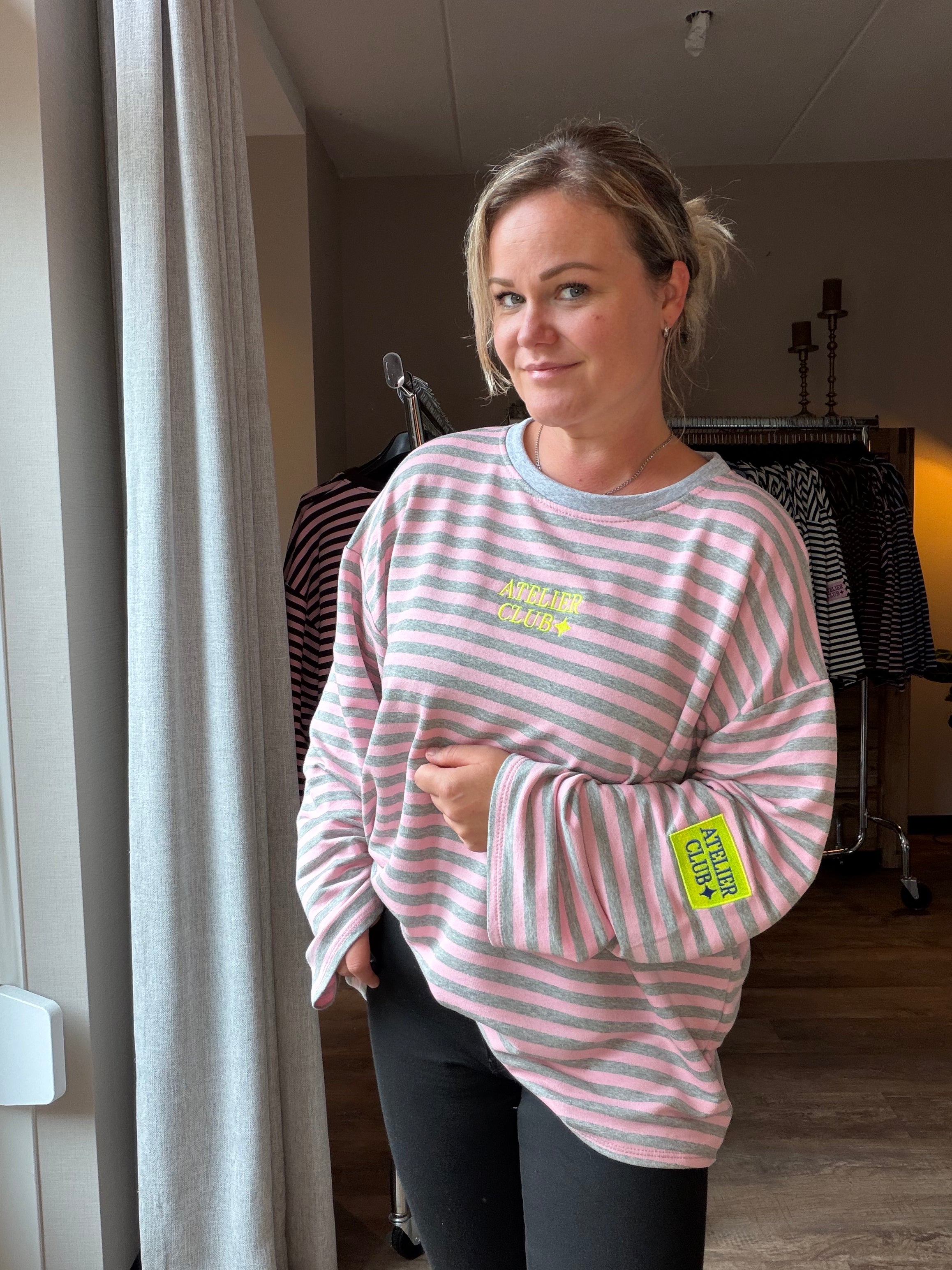 Longsleeve Atelier Club roze/grijs